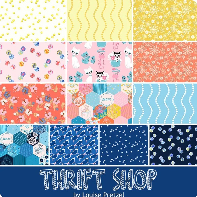 Thrift Shop Fat Quarter Bundle 13/pkg. - Louise Pretzel - Figo Fabrics