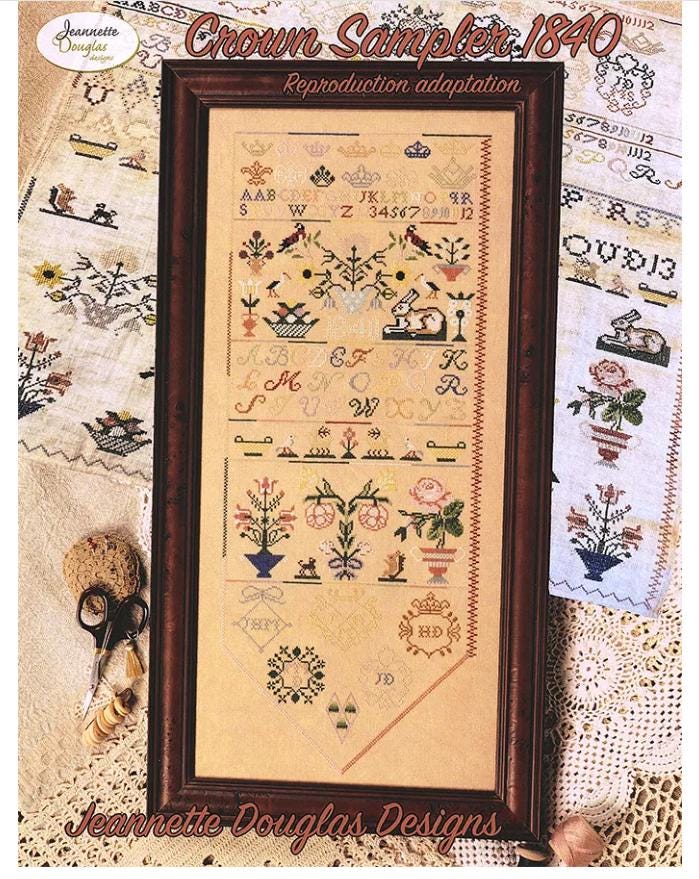 Crown Sampler 1840 Cross Stitch Pattern - Jeannette Douglas Designs