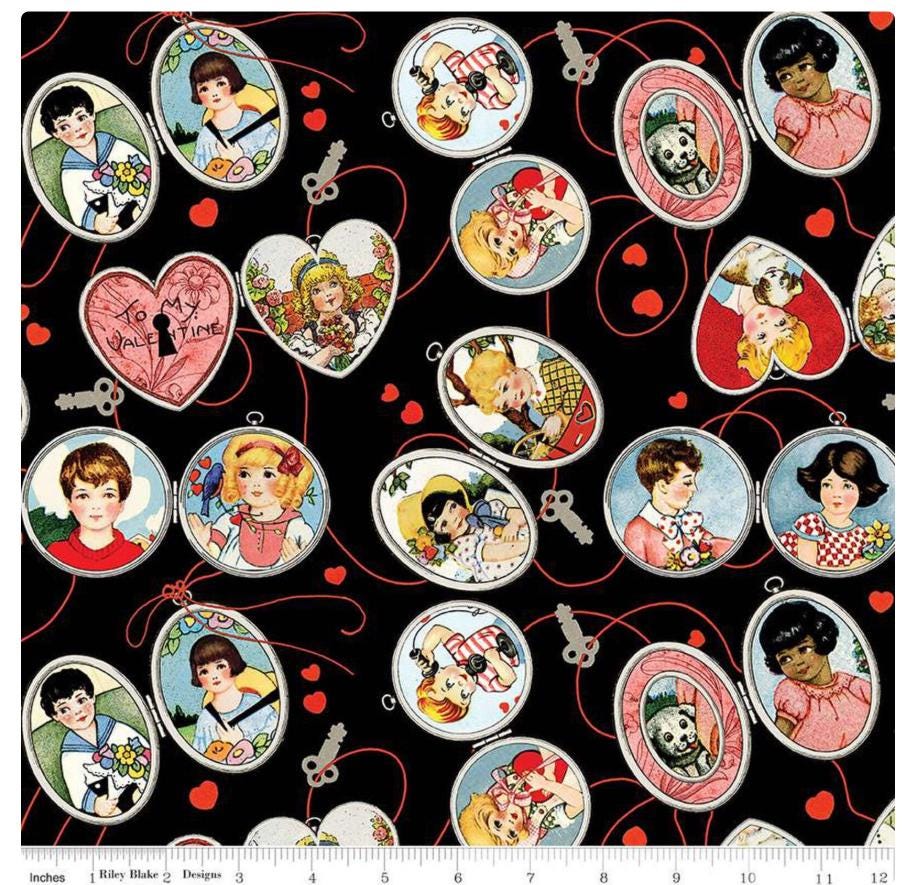 All My Heart Key to My Heart Black Fabric - J. Wecker Frisch - Riley Blake Designs