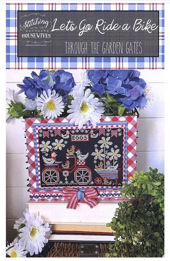 Let's Go Ride a Bike Cross Stitch Pattern -Through the Garden Gates - Stitching with Housewives