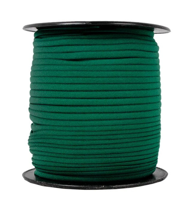 Dark Green Stretch Elastic: 0.166" x 100 Yards, Nylon Fabric