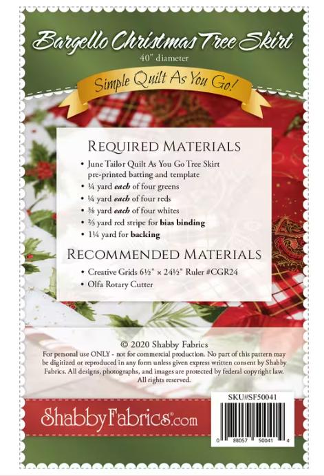 Bargello Quilt As You Go Christmas Tree Skirt Pattern - Shabby Fabrics