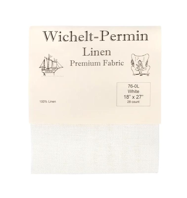 White 28 Count Linen 18" x 27" Cross Stitch Cloth - Wichelt Imports