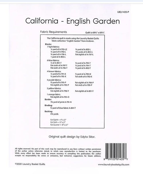 California English Garden Quilt Pattern - Laundry Basket Quilts