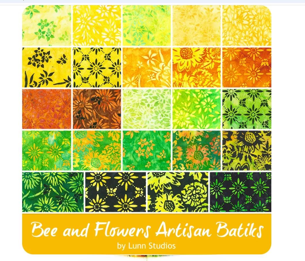 Bees and Flowers Artisan Batiks Charm Pack - Lunn Studios - Robert Kaufman Fabrics