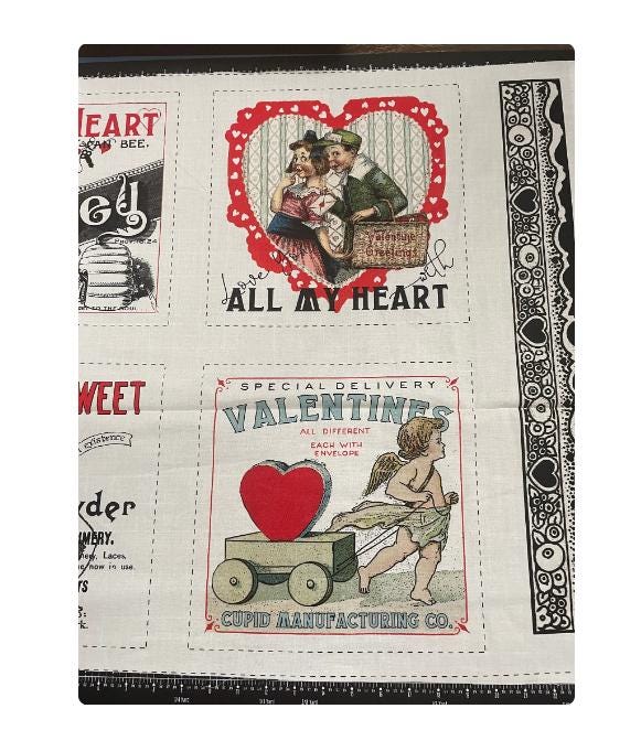 Vintage Valentine Ads Fabric Panel - Riley Blake Designs