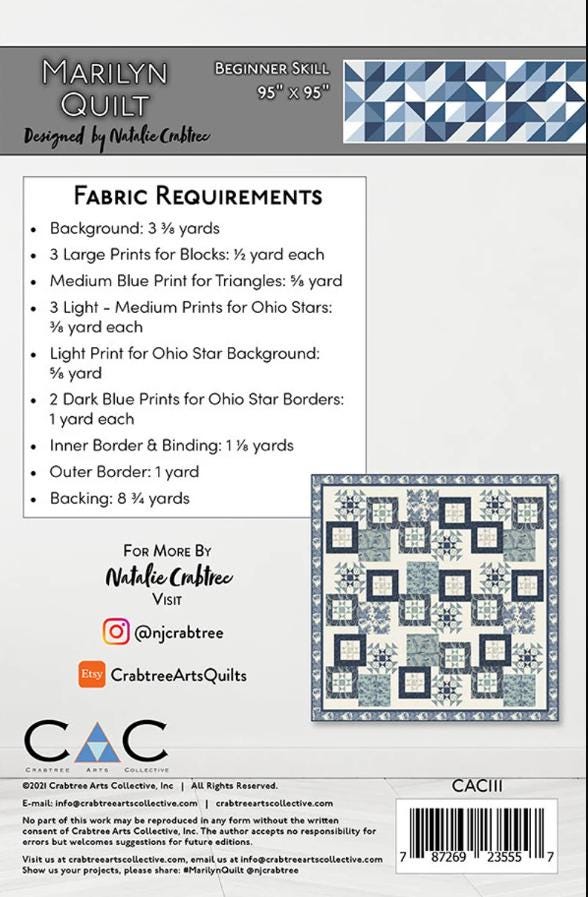 Marilyn Quilt Pattern - Crabtree Arts Collective