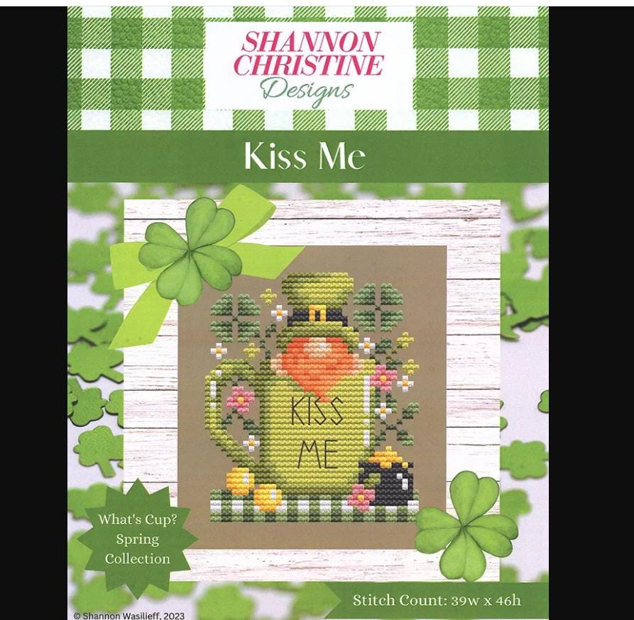 Kiss Me What's Cup? Spring Collection Cross Stitch Pattern - Shannon Cristine Designs