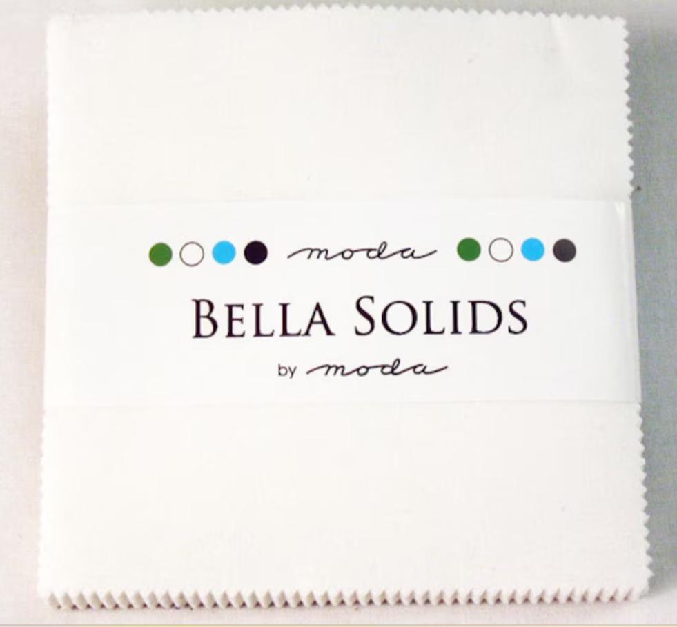 White Bella Solids Charm Pack 42/pkg. by Moda Fabrics