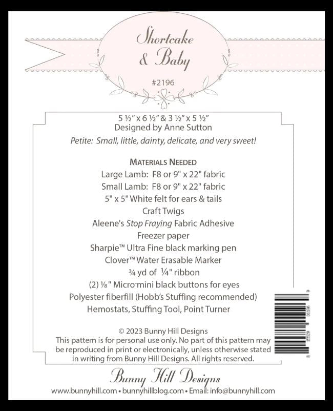Shortcake and Baby Sewing Pattern  - Bunny Hill Designs