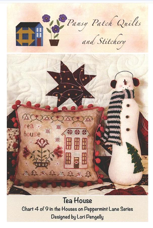 Tea House Cross Stitch Pattern - Pansy Patch Quilts and Stitchery