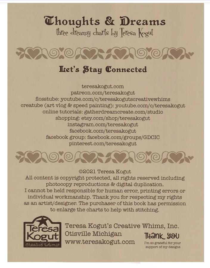 Thoughts and Dreams Cross Stitch Book - Teresa Kogut
