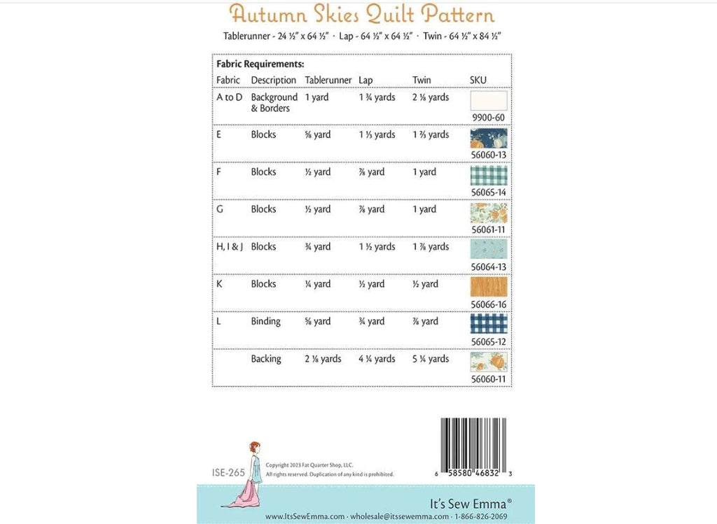 Autumn Skies Quilt Pattern - It's Sew Emma