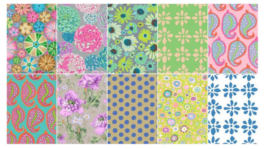 Kaffe Fassett Collective Fat Quarter Bundle: August 2024 Light Colorway
