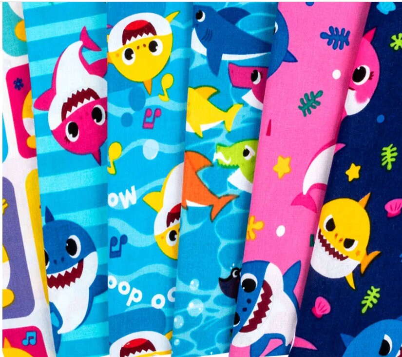 Baby Shark Fabric Half Yard Bundle - David Textiles 6/pkg