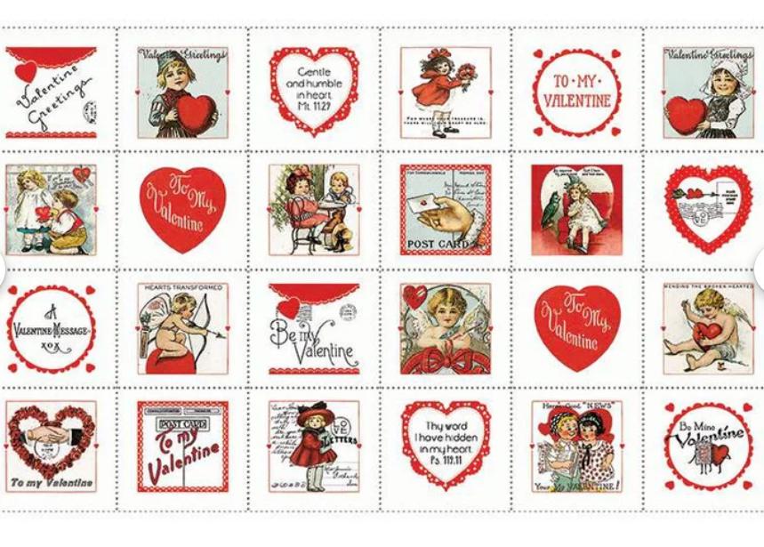 Vintage Valentine Greeting Patch Multi Panel - Riley Blake Designs