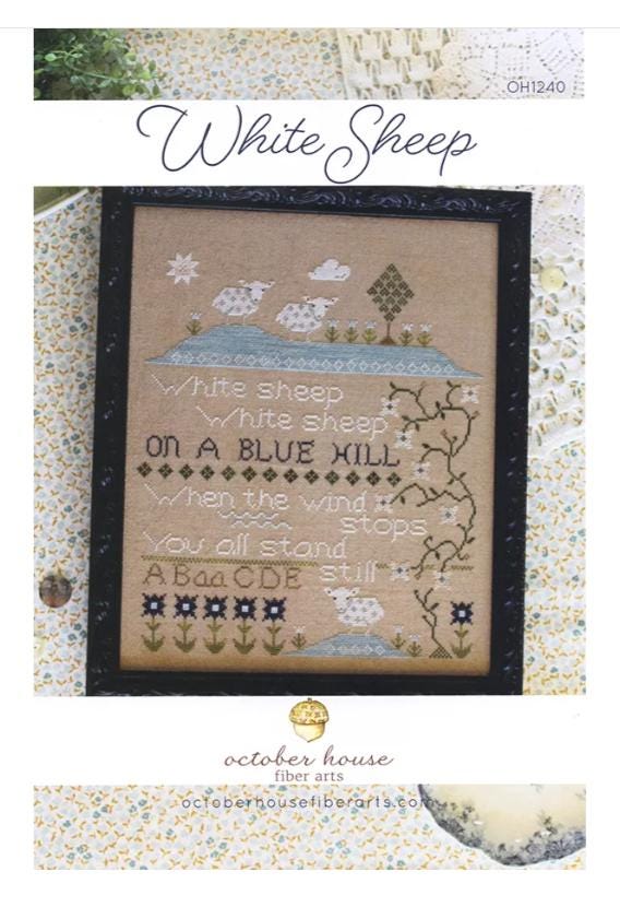 White Sheep Cross Stitch Pattern - October House Fiber Arts