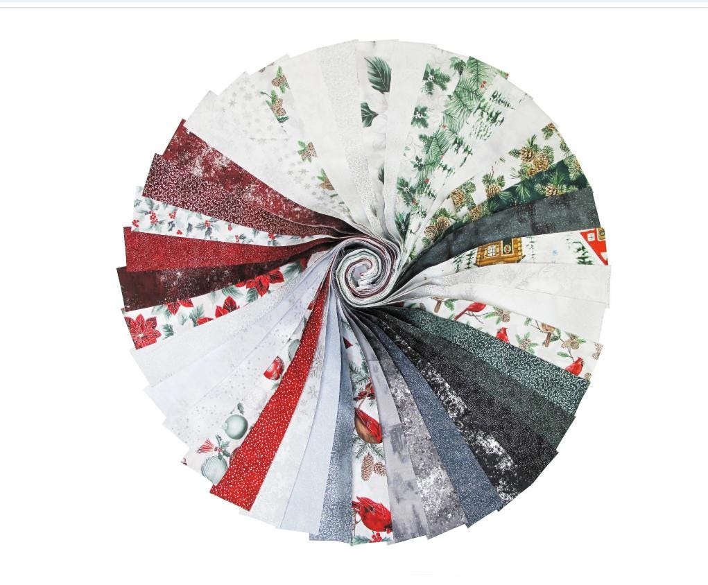 Silver Jingle Pops Jelly Roll 40/pkg. - Hoffman Fabrics