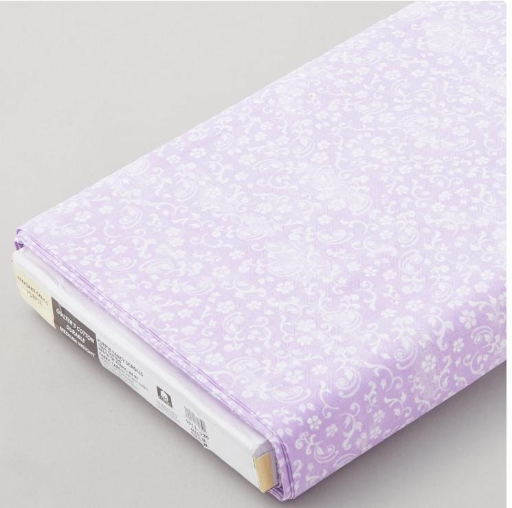 White Scroll on Lilac Yardage – Robert Kaufman Fabrics