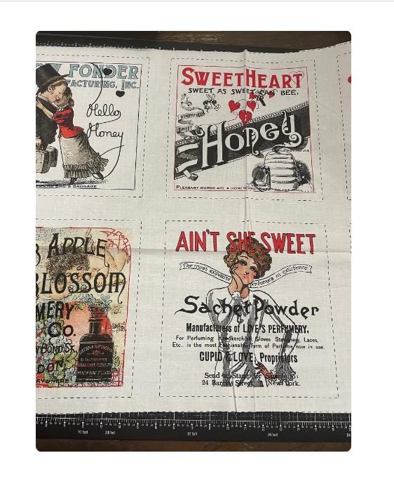 Vintage Valentine Ads Fabric Panel - Riley Blake Designs