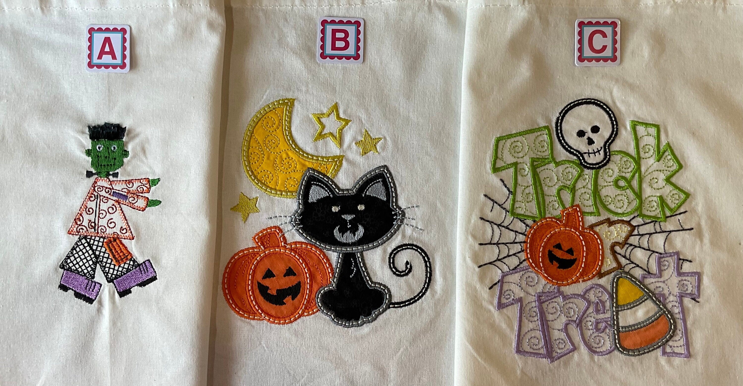 Embroidered Halloween Trick or Treat Bags/Gift Bags by Jo