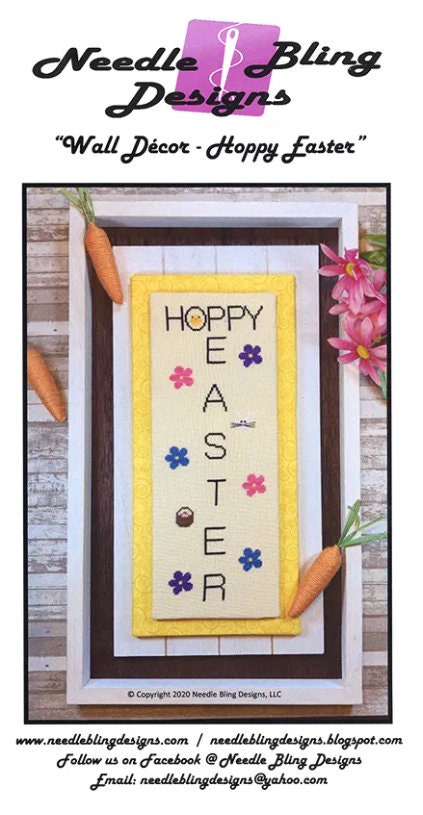 Hoppy Easter Wall Decor Cross Stitch Pattern - Needle Bling Designs