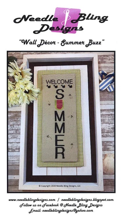 Summer Buzz Wall Decor Cross Stitch Pattern - Needle Bling Designs