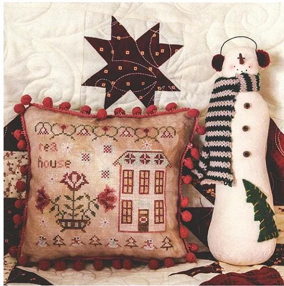 Tea House Cross Stitch Pattern - Pansy Patch Quilts and Stitchery