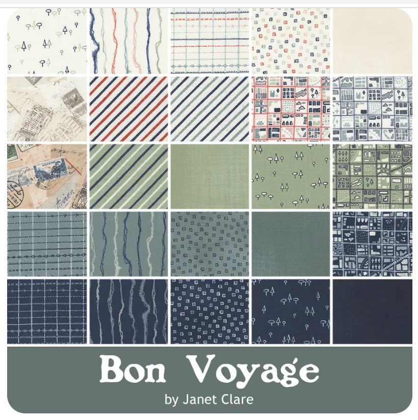 Bon Voyage Charm Pack — 42 Squares — Janet Clare for Moda Fabrics