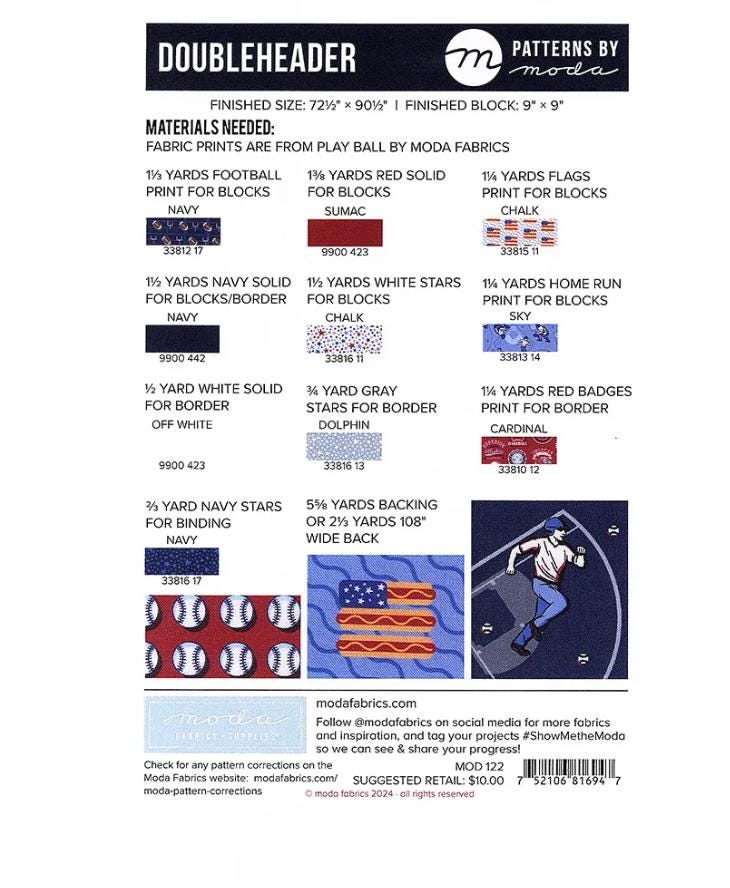 Doubleheader Quilt Pattern - Moda Fabrics
