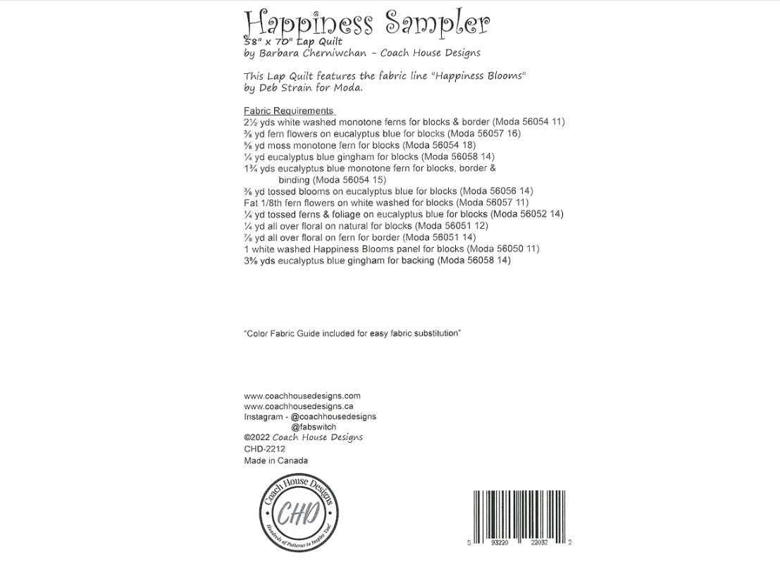 Happiness Sampler Quilt Pattern - Coach House Designs
