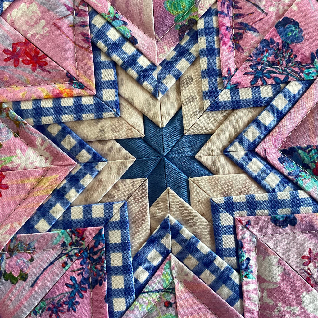 Pink Floral Quilted Folded Star Hot Pad/Trivet