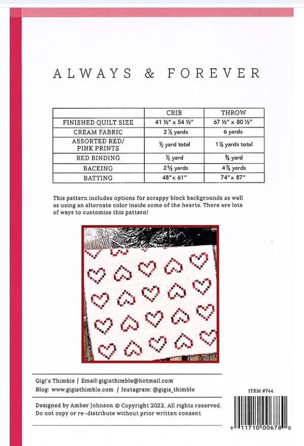 Always and Forever Quilt Pattern - Gigi's Thimble