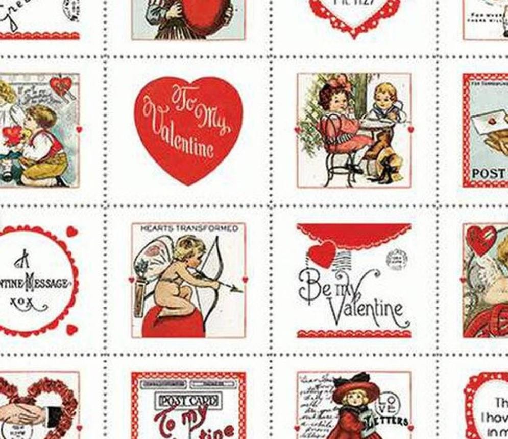 Vintage Valentine Greeting Patch Multi Panel - Riley Blake Designs