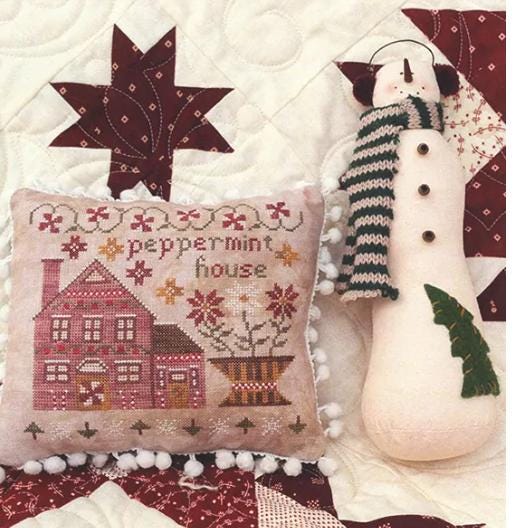 Peppermint House, Houses on Peppermint Lane - Cross Stitch Pattern - Pansy Patch Quilts and Stitchery