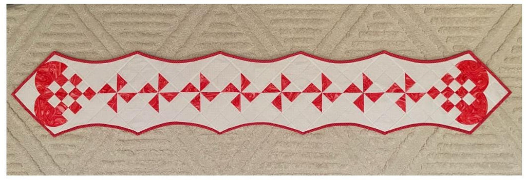 Spin For Love Table Runner Pattern - Quilted Garden Designs