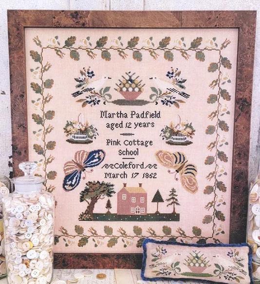 Pink Cottage School Cross Stitch Pattern - Hello - Liz Mathews