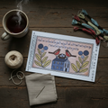 A New Day Has Come Cross Stitch Pattern - folk art flat lay lifestyle image