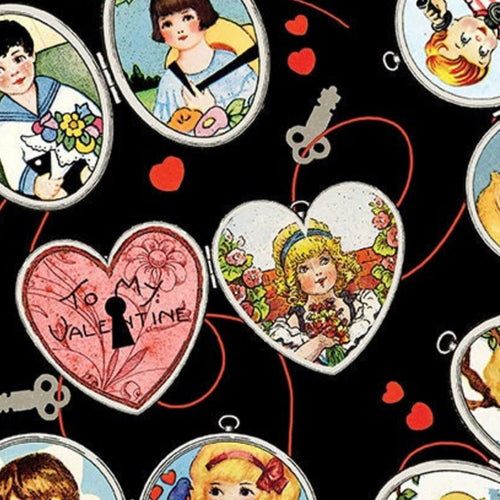 All My Heart Key to My Heart Black Fabric - J. Wecker Frisch - Riley Blake Designs