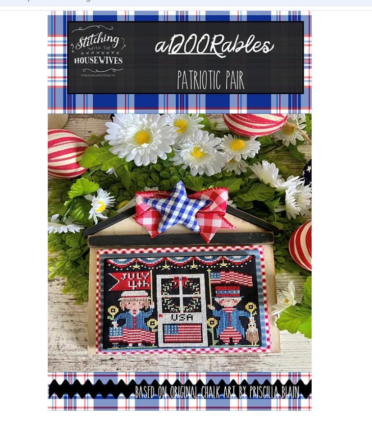 Patriotic Pair aDOORables Cross Stitch Pattern - Stitching with the Housewives