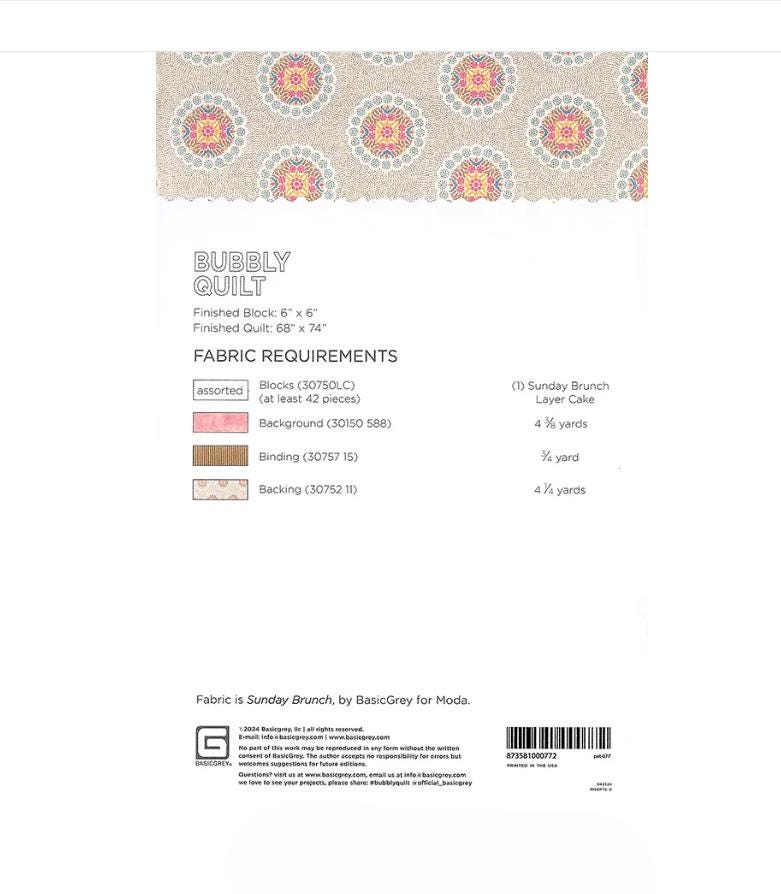 Bubbly Quilt Pattern  - BasicGrey Quilt Patterns