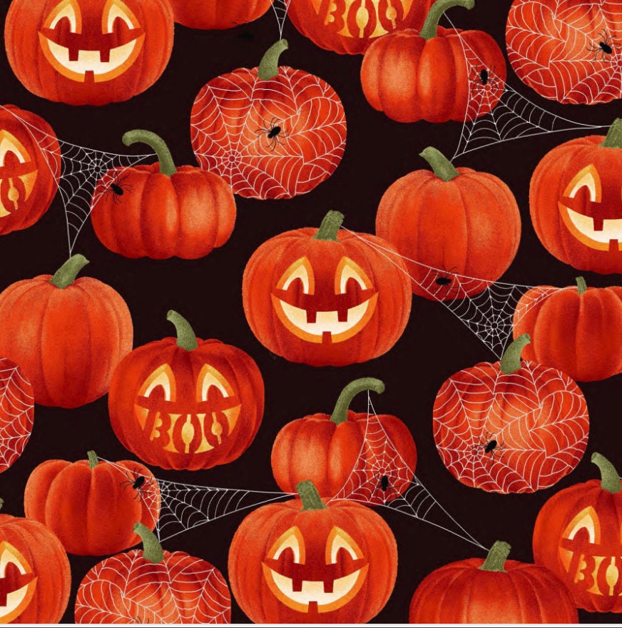 Jack-O-Lantern Glitter Halloween Yardage – Fabric Traditions