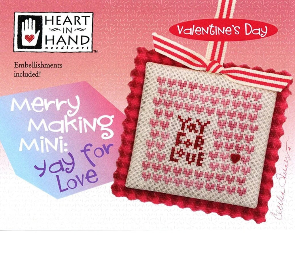 Merry Making Mini: Yay for Love Cross Stitch Pattern - Heart in Hand