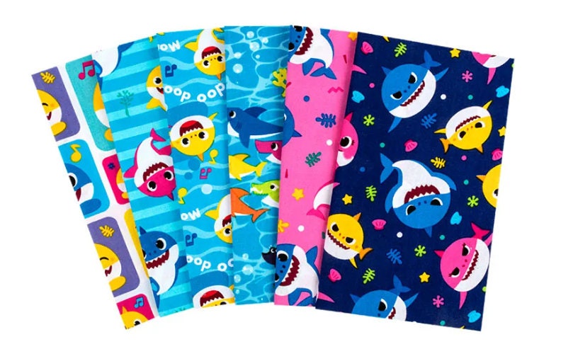 Baby Shark Fabric Half Yard Bundle - David Textiles 6/pkg