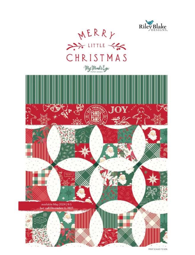 Merry Little Christmas Cream 1 Yard Bundle 9/pkg. - My Minds Eye - Riley Blake Designs