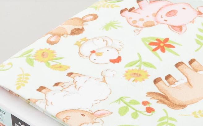 Farmyard Babies Flannel Yardage - Green - Fabric Traditions