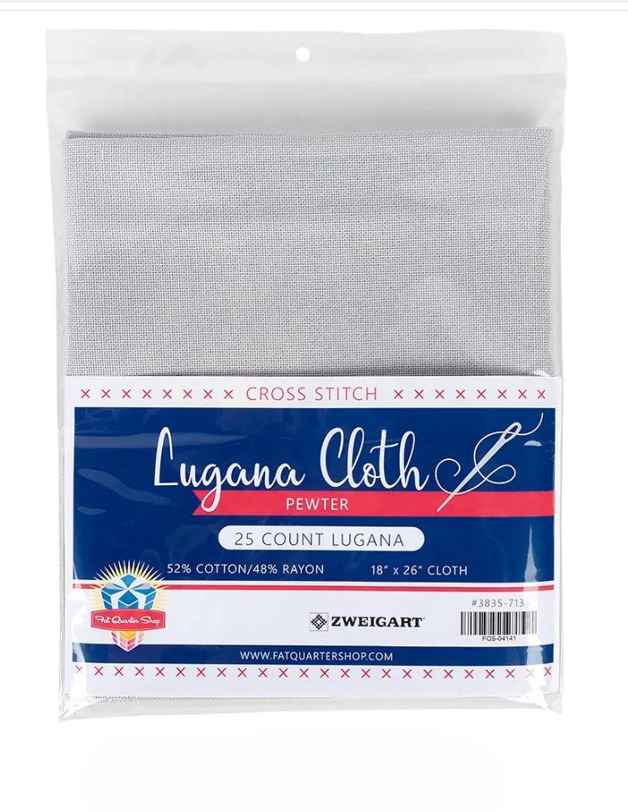 Pewter 25 Count Lugana 18" x 26" Cross Stitch Cloth - Zweigart