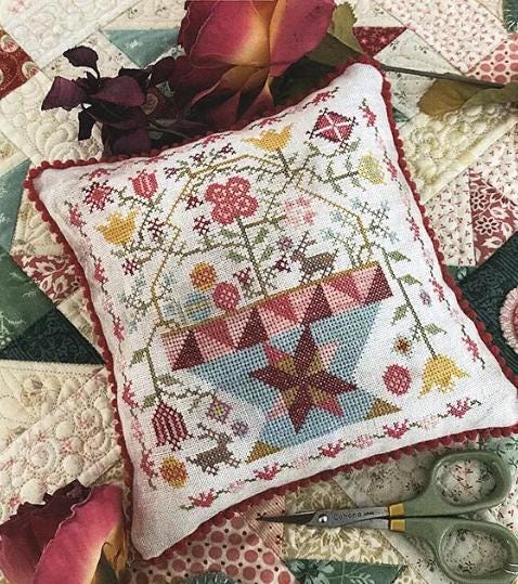 Easter Basket Cross Stitch Pattern - Pansy Patch Quilt
