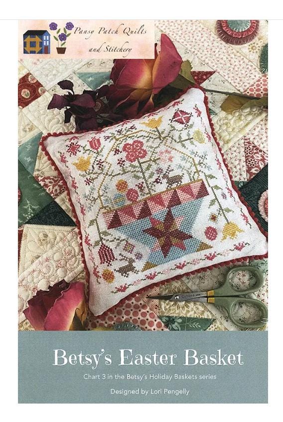 Easter Basket Cross Stitch Pattern - Pansy Patch Quilt