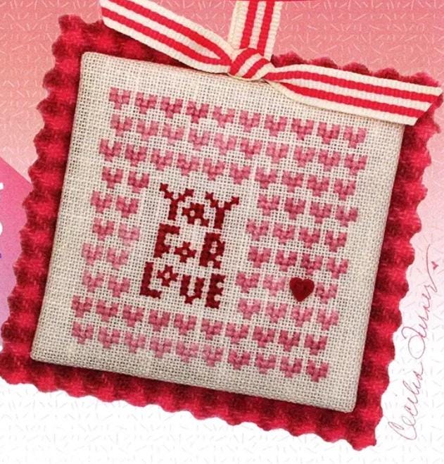Merry Making Mini: Yay for Love Cross Stitch Pattern - Heart in Hand